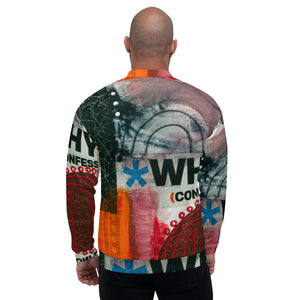 "Why Confess" Unisex Bomber Jacket